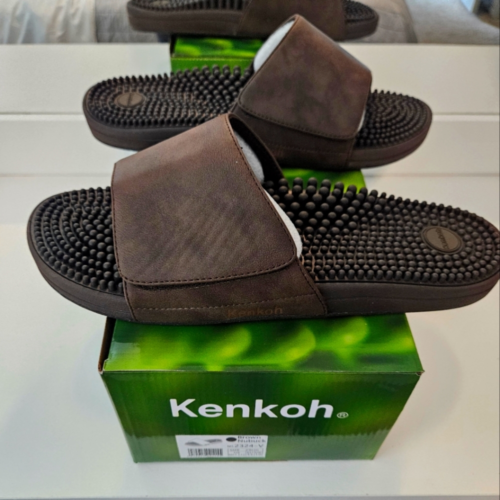 Kenkoh Men's Brown Slide Sandals
